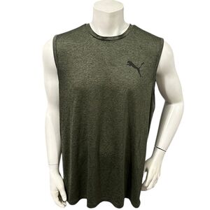 Puma Men’s Athletic Tank Top Green Logo Short Sleeve XL